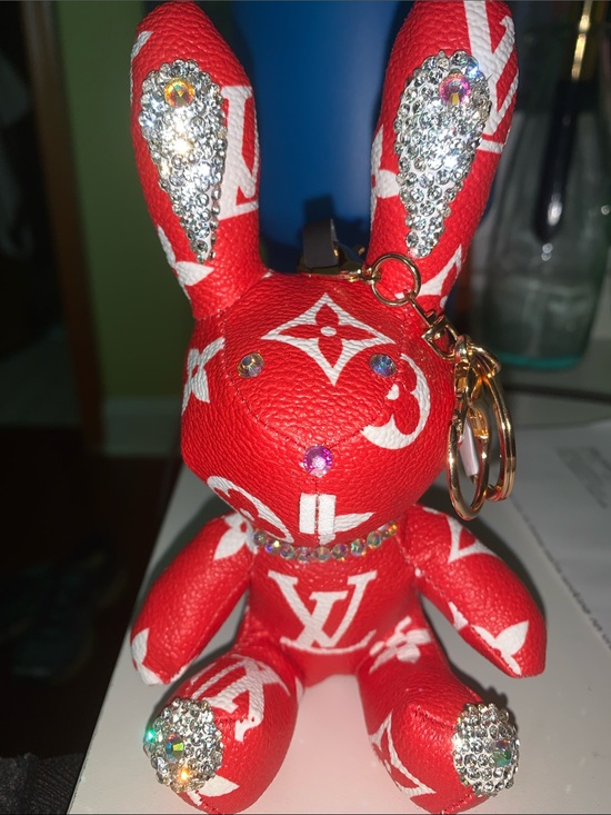 Monogram bunny bag charm Accessories - Crystal Monogram Bunny purse/bag Charm keychain